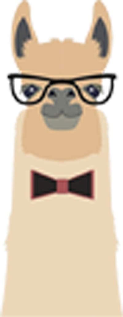 Cute Adorable Nerdy Glasses Bow Tie Llama Alpaca Cartoon Vinyl Decal Sticker (2" Tall)