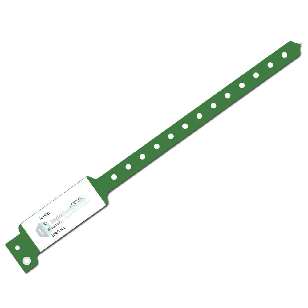 IS IndoSurgicals ID Band for Hospital, Patient Identification Band Adult, Green Color (Pack of 100 Pcs.)