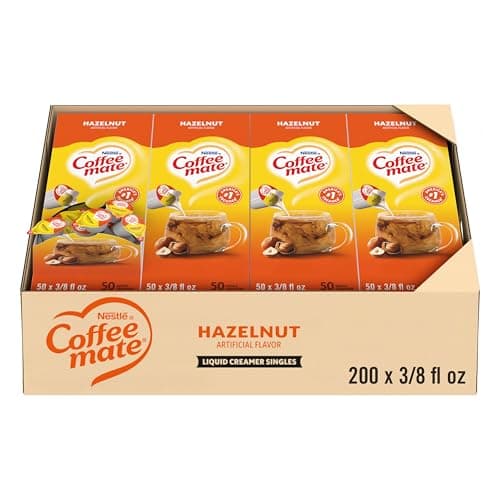 Coffee-mate Nestle Coffee Creamer, Hazelnut, 0.375Oz Liquid Creamer Singles, 50 Count , Pack Of 200