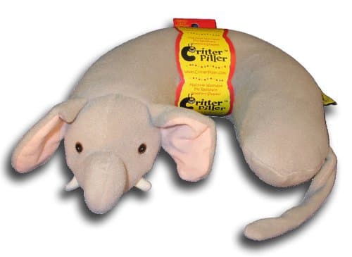 Critter Piller Kid's Travel Buddy and Comfort Pillow, Grey Elephant, Hypoallergenic, Machine Washable, Recycled Filling
