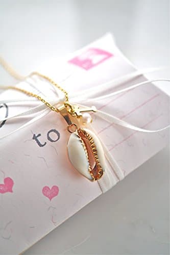 Cowrie shell necklace , personalised jewellery , tahitian pearl , necklace for love and fertility ,prosperity symbol