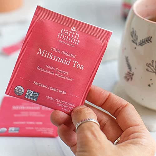 Organic Milkmaid Tea by Earth Mama | Supports Healthy Breastmilk Production and Lactation, Herbal Breastfeeding Tea Supplement, 16 Teabags per Box (3-Pack)