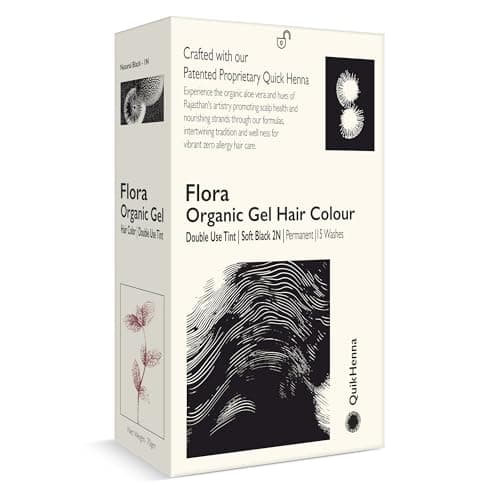 Quik Henna Flora Organic Gel Double Use Hair Colour With QH+ | 100% Grey Coverage, Ammonia & PPD Free Natural, Long-Lasting Hair Color for Men & Women | 2N Soft Black, 70gm, Pack Of 1