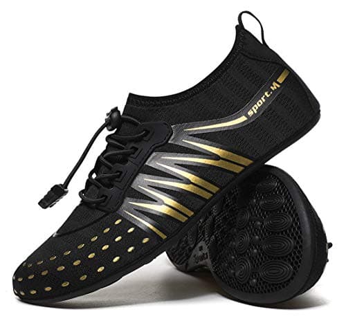 CanLeg Water Shoes Aqua Shoes Swim Shoes Beach Sports Quick Dry Barefoot for Boating Fishing Diving Surfing with Drainage Driving Yoga Upstream for Womens Mens(CL196007Black47)