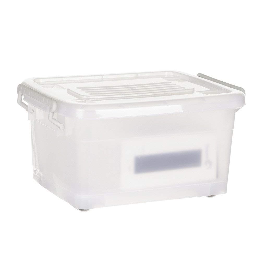 Now & Zen Multipurpose stackable plastic storage container box with wheel, lid & handle for cloth, rice, books, toys, flour, liquid - 15L