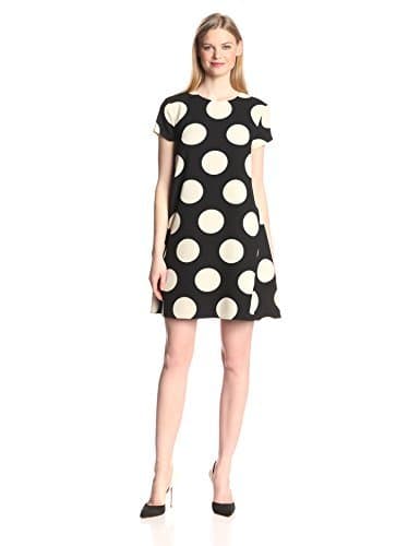 Donna Morgan Women's Short-Sleeve Polka Dot Trapeze Dress