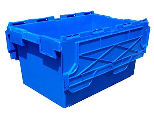 Plastor 2 x Large Blue Plastic 80 Litre Heavy Duty Storage Boxes (71 x 46 x 36.8cm) LC3 Crates with Attached Hinged Lids
