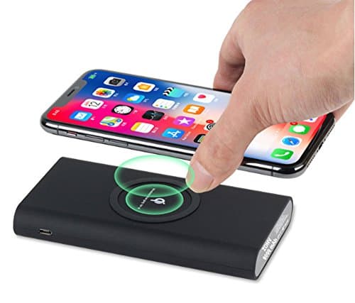 Christmas Day Gift Wireless Power Bank 8000mAH, Portable Charger Dull Polish with USB Type C Port,Fast Charging for Smartphone and All Qi-Enabled Devices (Black)