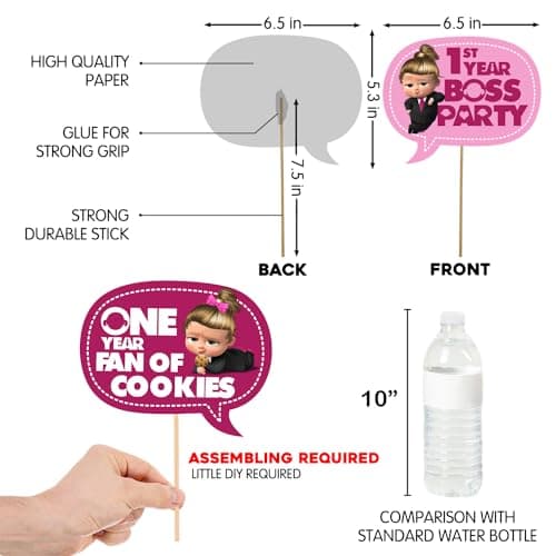 Zyozique Girl Baby Boss 1st Birthday Decorations, Baby Boss Party Supplies Set, Baby Party Supplies, Children Carnival Party Supplies Decoration - Paper Banner,Photo Booth,Swirls & Ballon (Pack of 50)