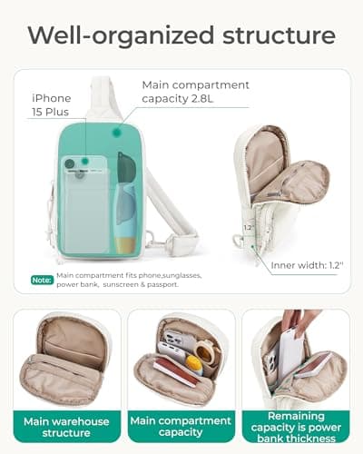 BAGSMART Small Crossbody Sling Bag for Women Puffy Sling Purse Cross Body Bag with Water Bottle Pocket Chest Bag for Travel