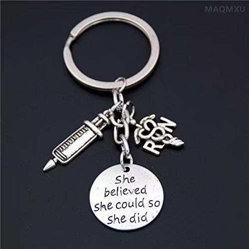 Syringe Stethoscope Keychain Key Chain Keyring Doctor Nurse Physicians Medical Student Graduation Gift Jewelry