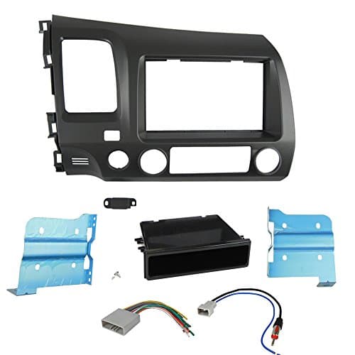 Single/Double Din Car DVD Frame Dash Kit Harness Antenna for Honda Civic 2007-2011 Radio Fascia CD Facia Face Plate Trim Stereo Panel Cover