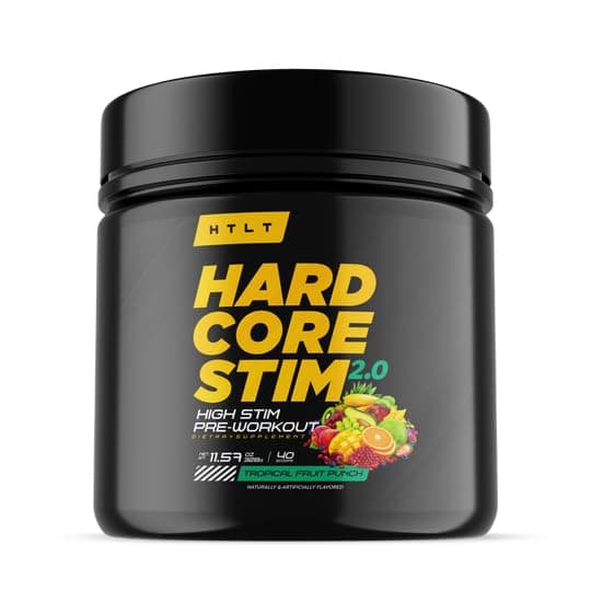 HTLT Hardcore Stim Pre-Workout Powder 11.57 Oz, 250mg Caffeine | 350mg Eria Jarensis Extract | 600mg DMAE (Grape)