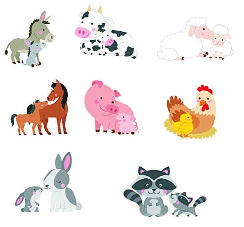 STICKMI Farm Animal Wall Stickers for Nursery Decor Mom and Baby animals kid's bedroom wall art decor zoo refrigerator vinyl stickers