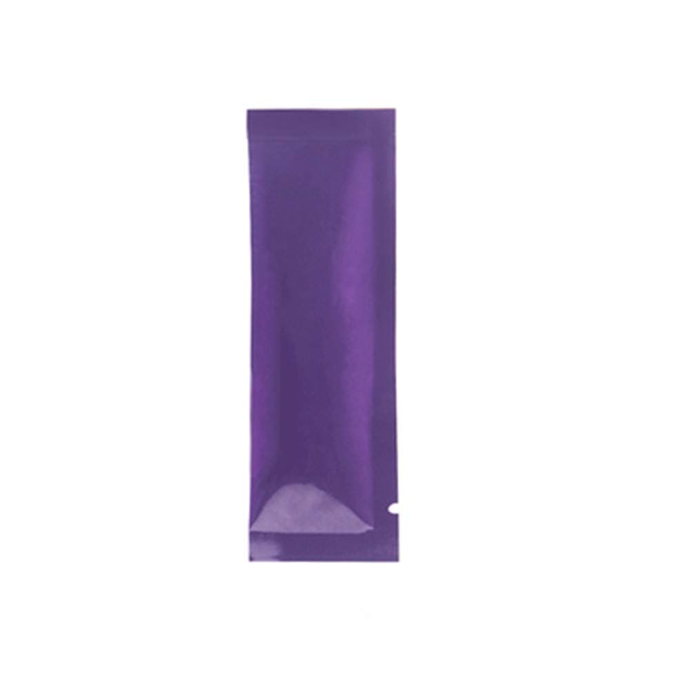 100 Pcs Mylar Bags Open Top Heat Seal Aluminum Foil 3.5 x 11cm (1.4 x 4.3 inches) Small Pouch for Instant Coffee Condiment Single Serve Pack (Purple)