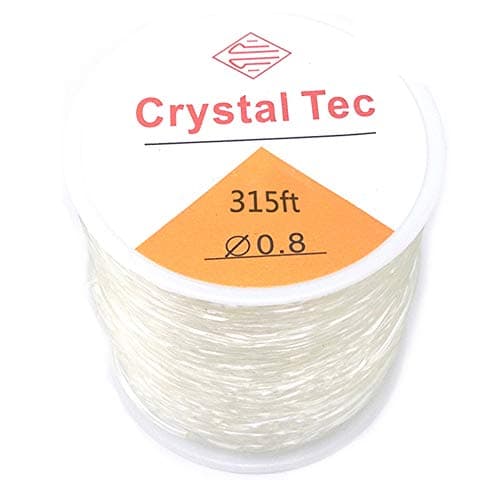 Mayared 0.8mm 105 Yard(315ft) Round Elastic Stretch Polyester Crystal String Cord for Jewelry Making Bracelet Beading Thread 1 roll (Clear White)