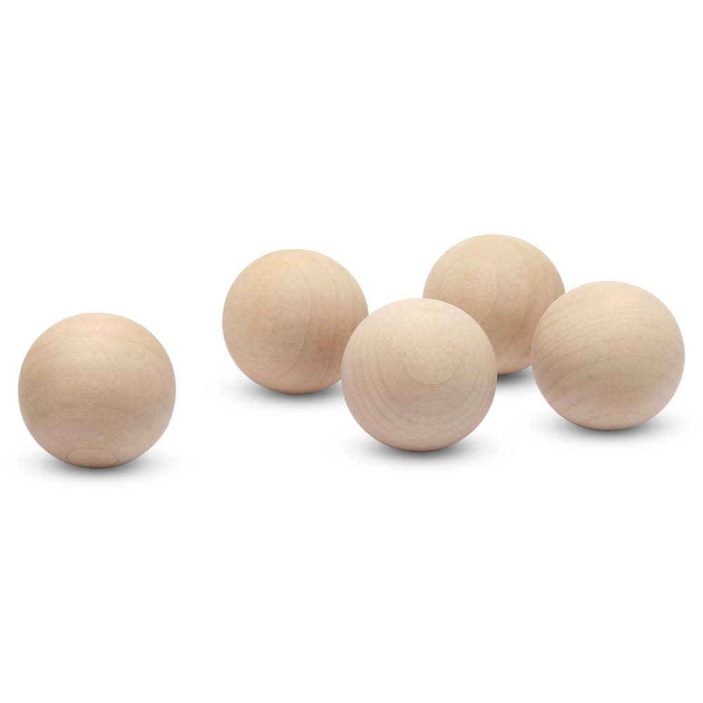 1-1/2 inch Wooden Round Balls, Bag of 5 Unfinished Wood Round Balls, Hardwood Birch Sphere Orbs for Crafts and DIY Projects, Woodworking (1-1/2 inch Diameter) by Woodpeckers