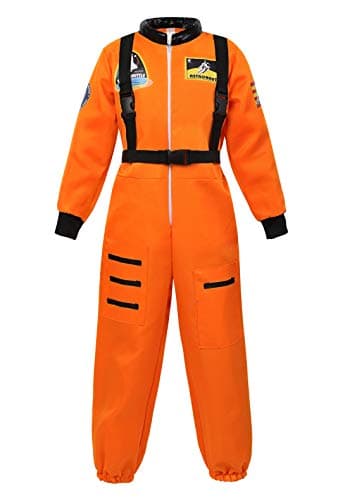 Famajia Astronaut Costume for Kids Spaceman Jumpsuit Role Play Dress up Costume Orange Small