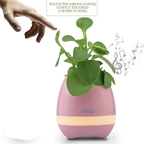 Smart Flowerpot Music Plant Pot with LED Night Light (Pink)