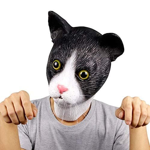 Cute Cat Mask, Funny Latex Adults Animal Full Head Mask for Halloween Costume Cosplay Party Props