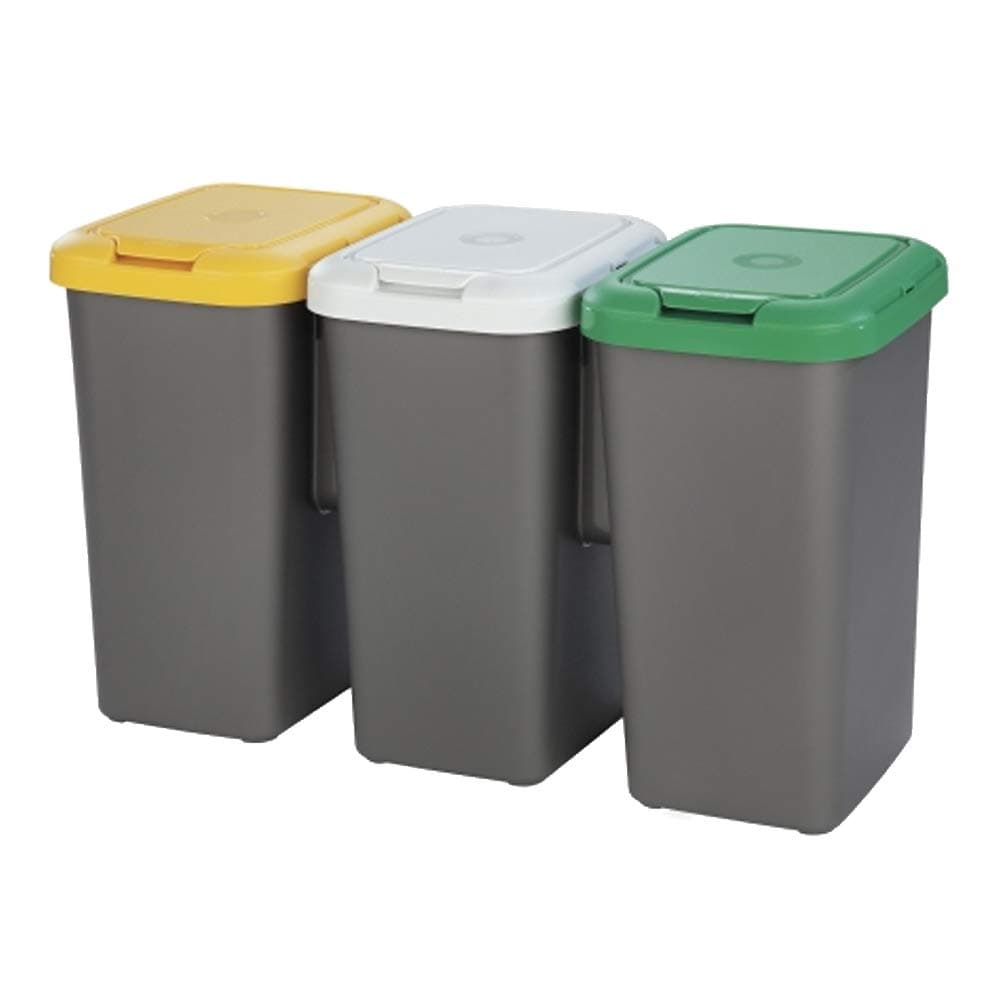 Tontarelli Set 3 Recycling Bins 77x32x47.5cm, Triple, 75 Litros