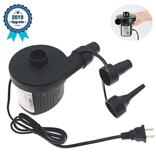 Deyace electric Air Pump, Air Mattress Pump for Inflatable Blow up Pool Raft Bed Boat Toy Exercise Ball, Quick-Fill AC Inflator Deflator with 3 Nozzles, 110-120 Volt