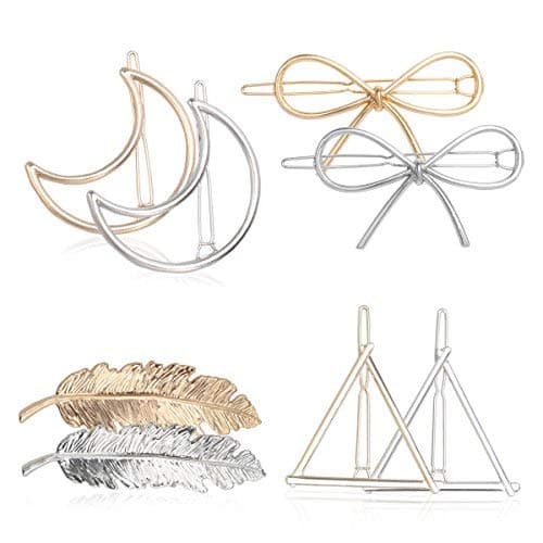 JACIYA Hair Clip for Women, 8pcs Vintage Hair Barrettes Hair Pins Moon Triangle Circle Butterfly Hair Clips for Girls Thick Hair Styling Hair Accessories