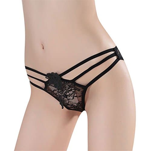 Xuelian Women's Thong Lace Lingerie G String T Back Sexy Panties Color Black