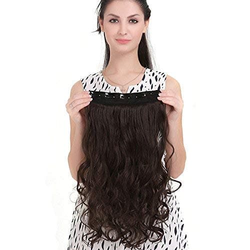 Rapidsflow® 5 Clip 1 Piece Curly Hair Extensions For Women And Girls No Extra Shine Matt Finish 26 inch 150 grams (Dark Brown)