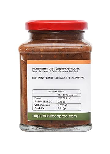 Arkos Homemade Chalta (Elephant apple) Chutney 400gm, Indian Traditional Hot, Tangy, Sour, & Spicy Chalta pickle with 100% natural ingredients, Dillenia indica Ka achaar,Matlab Ka achaar,.No Artificial Flavours AND Color,Oil free,Gluten Free