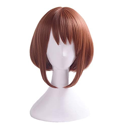 SUNCOS High Temperature Fiber Full Short Hair Cosplay Wigs Hero Academy Anime Synthetic For Man White Red Hair (OCHACO Uraraka)