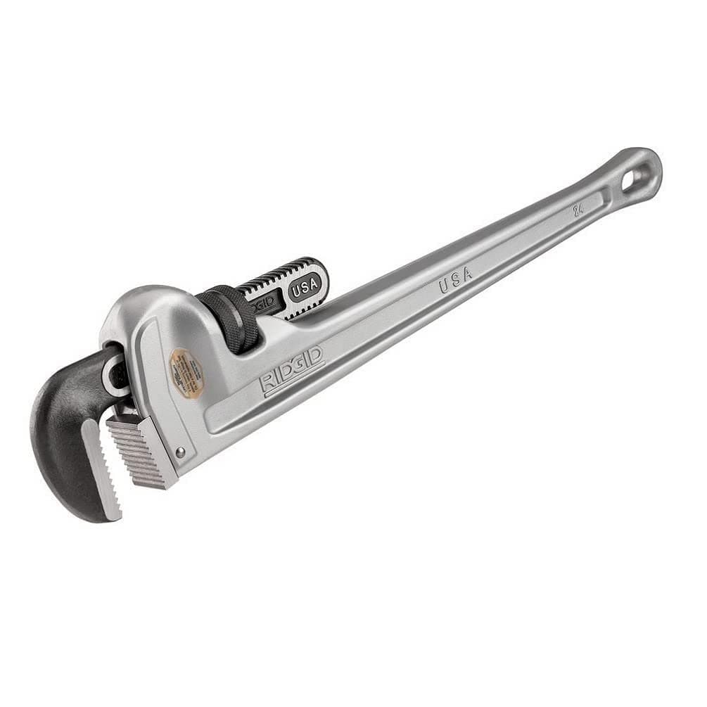 31105 Model 824 Aluminum Straight Pipe Wrench, 24-inch Plumbing Wrench, grey