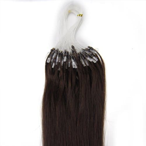 18'' Remy Loops Micro Rings Beads Tipped Human Hair Extensions 17colors for Your Best Selection (#02-dark brown)