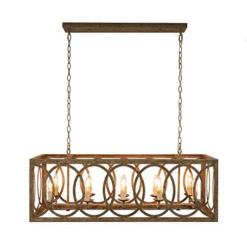 Thiago 41" Brown 10 Light Rectangular Chandelier