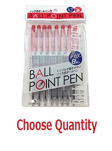 Nippon Pearl Kakou BALL POINT PEN IL-3060 Red ink 0.7mm 8 Pens (Choose Quantity) 3-packs