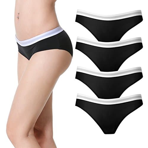 La Volupte 4 Pack Women’s Seamless Underwear Invisible Bikini Sporty Nylon Spandex Panties