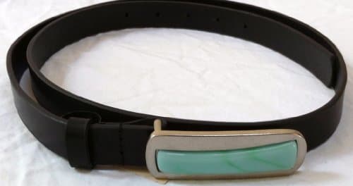 Slim Stone Belt, Women Girl Size Medium Misses 10-12, Black with Terqoise Stone