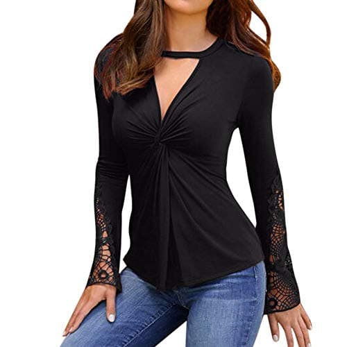 TOTOD Women Women's 2019 New Blouse, Casual Lace Patchwork Long Sleeve and 3/4 Shirt Sleeve Pullover Tops T-Shirt