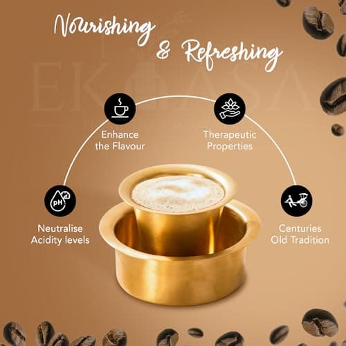 Ekhasa 100% Pure Brass Filter Coffee Dabara Set - South Indian Dawara Coffee Tumbler Set (Set Of 4), 130 Ml