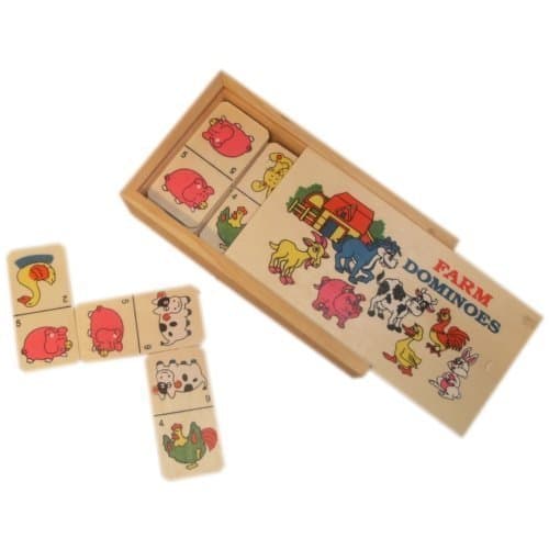Childrens Wooden Box of Farm Dominoes [Toy] by UWOODTOYS