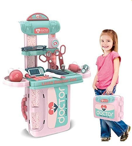 FOROLY Pretend Play Baby & Toddler Big Size Plastic School Bag Set Toys for Kid Girls & Boys (Multicolor) (New Doctor Set Bag Toy Set)