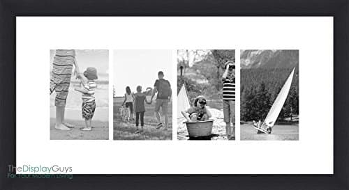 The Display Guys - Collage Wooden Picture Frame w. Tempered Glass - 10x20 matted to Multi 4x6 - Wall Hanging - Black