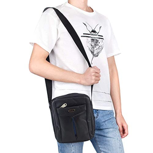 ORSHIS Crossbody Shoulder Sport Bag For Man Premium Belt Loop Casual Black Color, Size 9" x 7.5" x 3.1" can hold your iPad, books, wallet, phone, Keys etc. Lightweight And Fashionable Water Proof