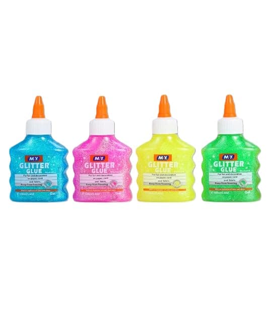 MY Glitter Glue | Yellow Pink Blue Green Pack of 4 | 100 ml | Washable And Kid Friendly | Great For Making Slime And Crafting