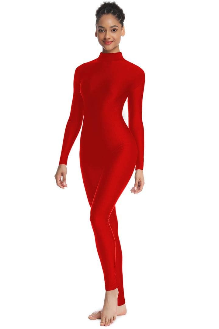 Adult High Neck Long Sleeve Dance Unitard for Women Bodysuits Full Body Leotard Spandex Catsuit