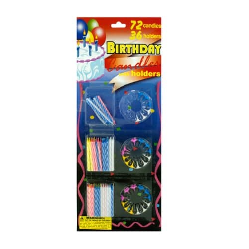 JT Party Supplies Birthday Candle Set with Holders-24 Pack