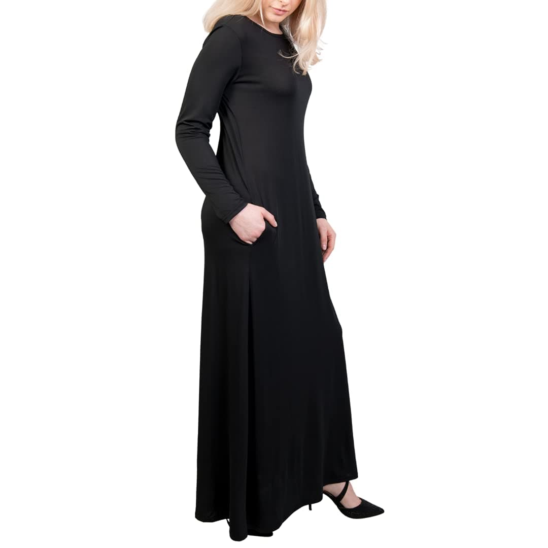 Maxi Dress- Long Maxi Dress - Women Maxi Dress - Casual Maxi Dress - Round Neck - Long Sleeve Dress - Plain Maxi Dresses with Pockets - Summer Maxi Dress
