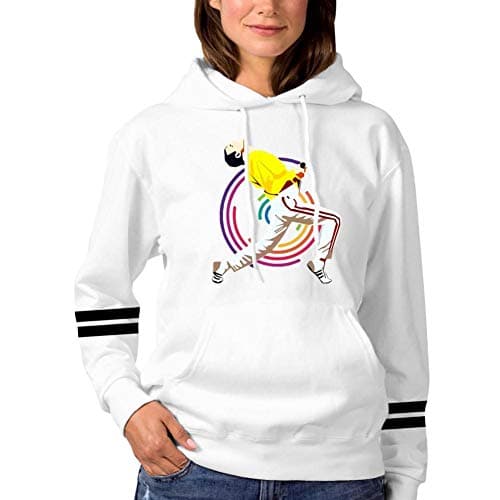 Ingqkuhua Freddie Mercury Bohemian Rhapsody Adult Hooded Sweatshirt Pullover Womens White