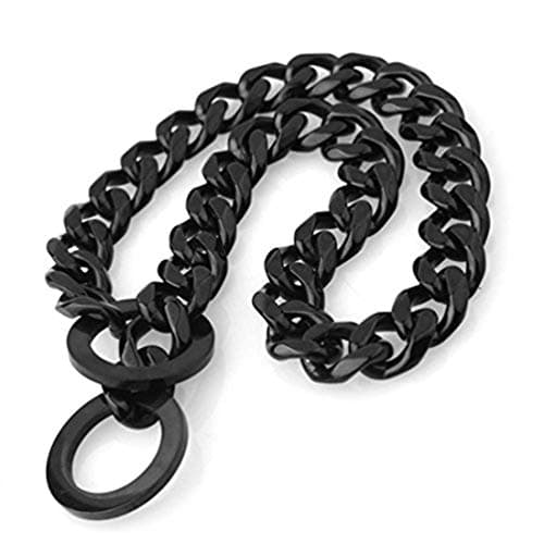 Heavy Metal 15mm Duty Black Solid Stainless Steel Dog Choke Chain Collar Pet Necklace for Pit Bull, Mastiff, Bulldog, & Big Breeds 12 Inches-34 Inches (16inch Chain(Suggest Dog Neck 12inch))