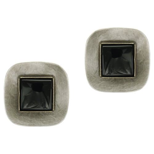 Antique Silver and Black Clip on Earring